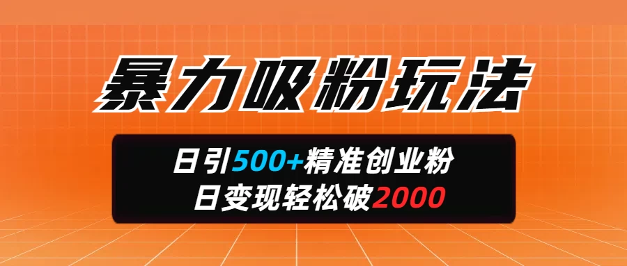 标题暴力吸粉玩法，日引500+精准创业粉，日变现轻松破2000 第1张