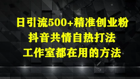 日引流500+精准创业粉，抖音共情自热打法，工作室都在用的方法 第1张